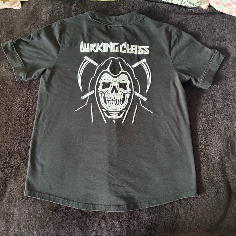 Lurking Class Skulls black baseball jersey Shirt size men’s medium Sketchy Tank